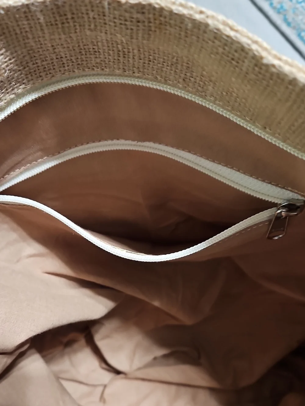 Monogrammed Polka Dot Natural Jute Tote with Black Handles